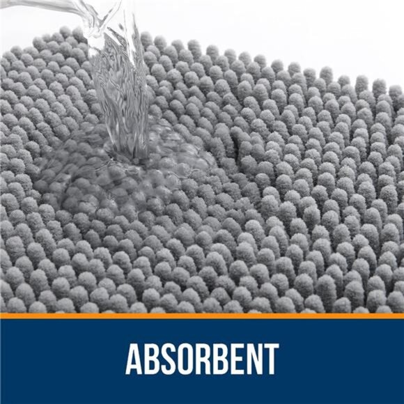 Bathroom Rugs 36x24, Extra Soft Absorbent Chenille Bath Rugs, Rubber Backing - Picture 4 of 7